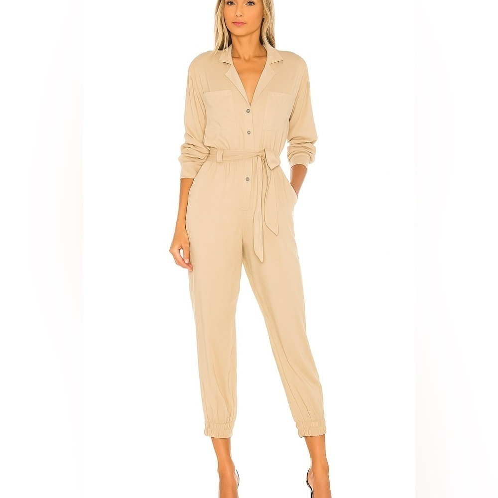 NWT ASOS Tan Jumpsuit with Belted Waist and Tapered Legs